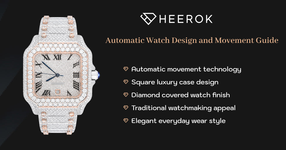 Automatic watch design and movement guide inner banner with luxury automatic watch