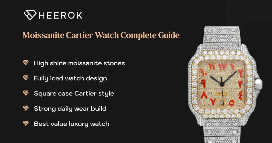 Moissanite Cartier watch complete guide high shine stones and iced watch design