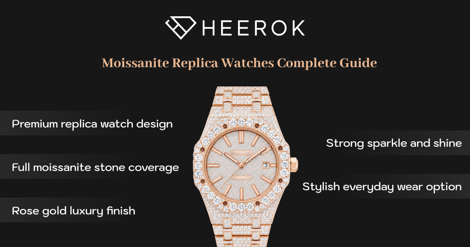 Moissanite replica watches complete guide inner banner with rose gold luxury watch