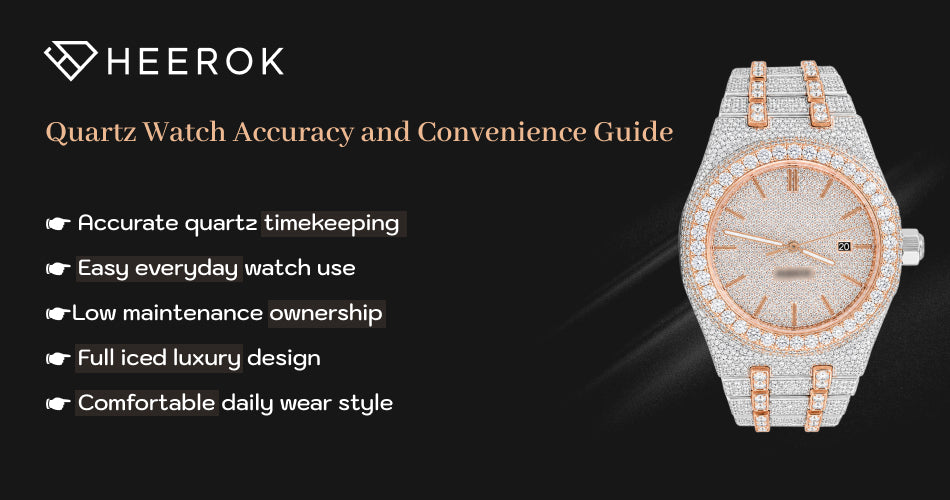 Quartz watch accuracy and convenience guide inner banner with luxury quartz watch