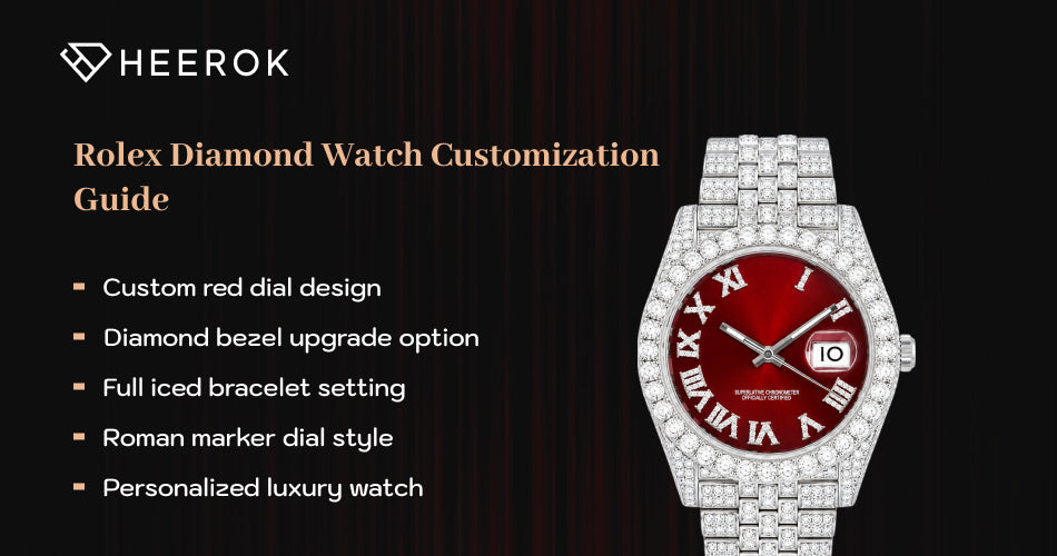 Rolex diamond watch customization guide inner banner with custom red dial watch