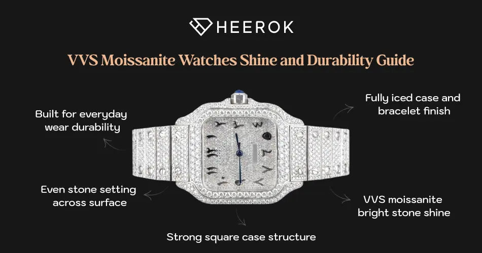 VVS moissanite watches durability and shine full diamond case bracelet luxury watch