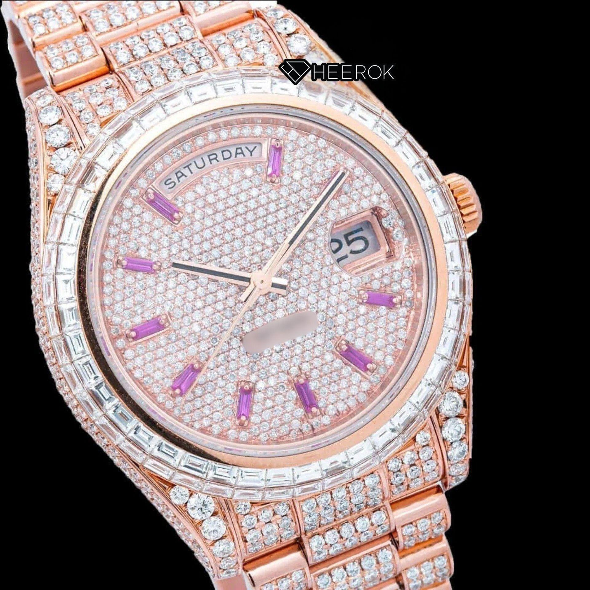 Moissanite Rolex Watch Close Up Dial View